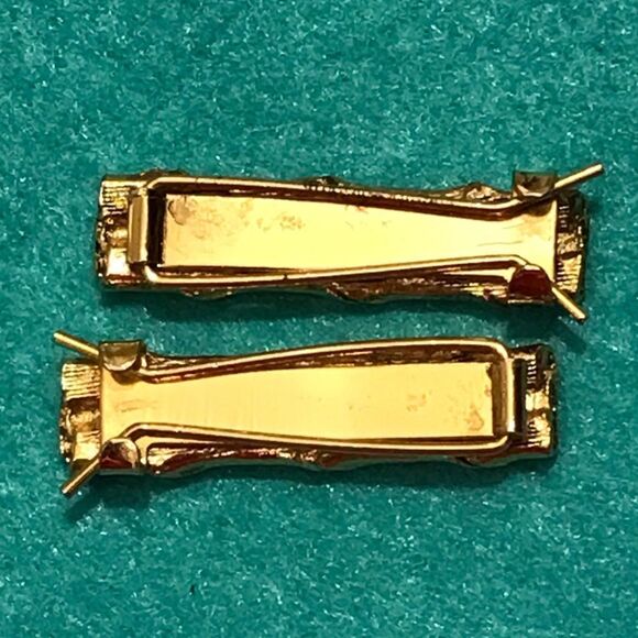Vintage Gold Tone Bamboo Design Pinch Wire Hair Barrettes (2) - Picture 8 of 11